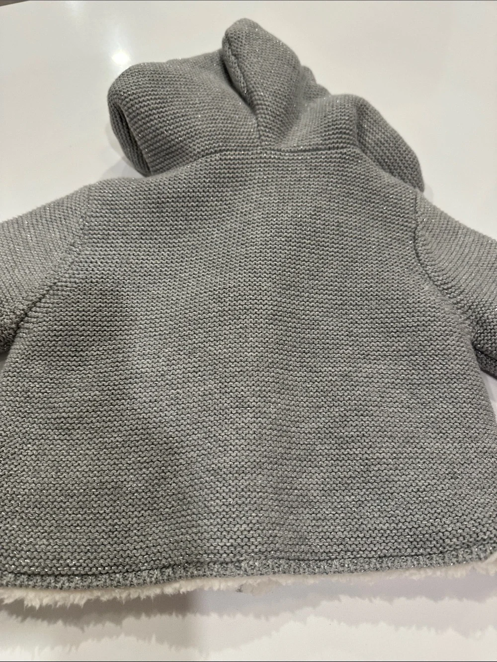 Hatley Baby Cozy Stars Sherpa Lined Sweater Grey Knit Hooded Cardigan 3-6M NWT